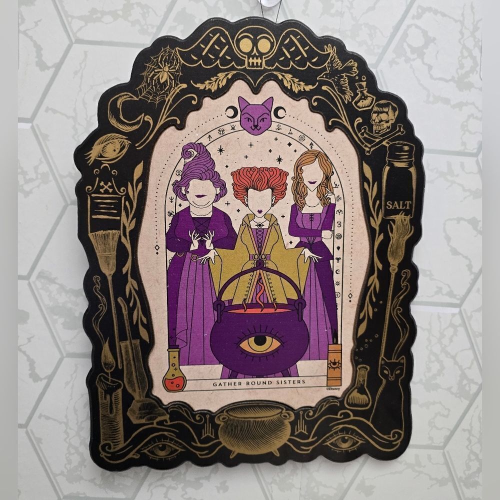 NWT Disney Hocus Pocus Three Sanderson Sisters Wall Halloween Decor, 9x12